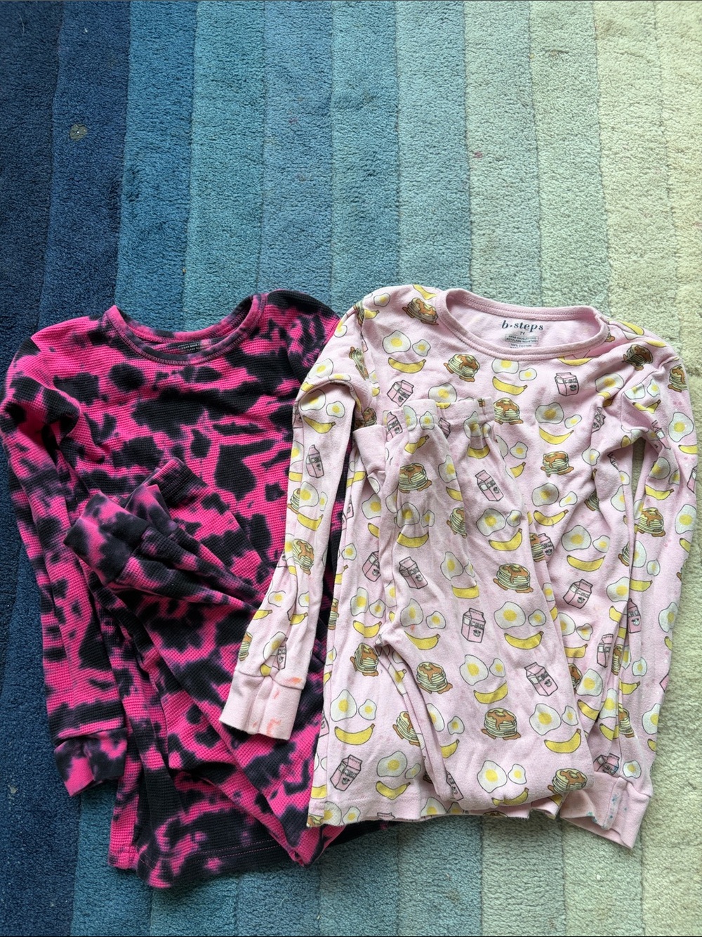 Baby Steps Pink Breakfast Print & Hot Pink Tie-Dye Kids Pajama sets